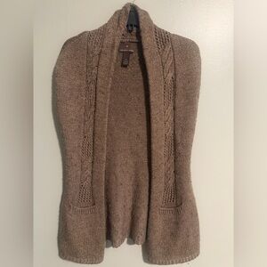 Fenn Wright Manson Brown Wool Blend Open Front Front sleeveless Cardigan size M